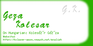 geza kolesar business card